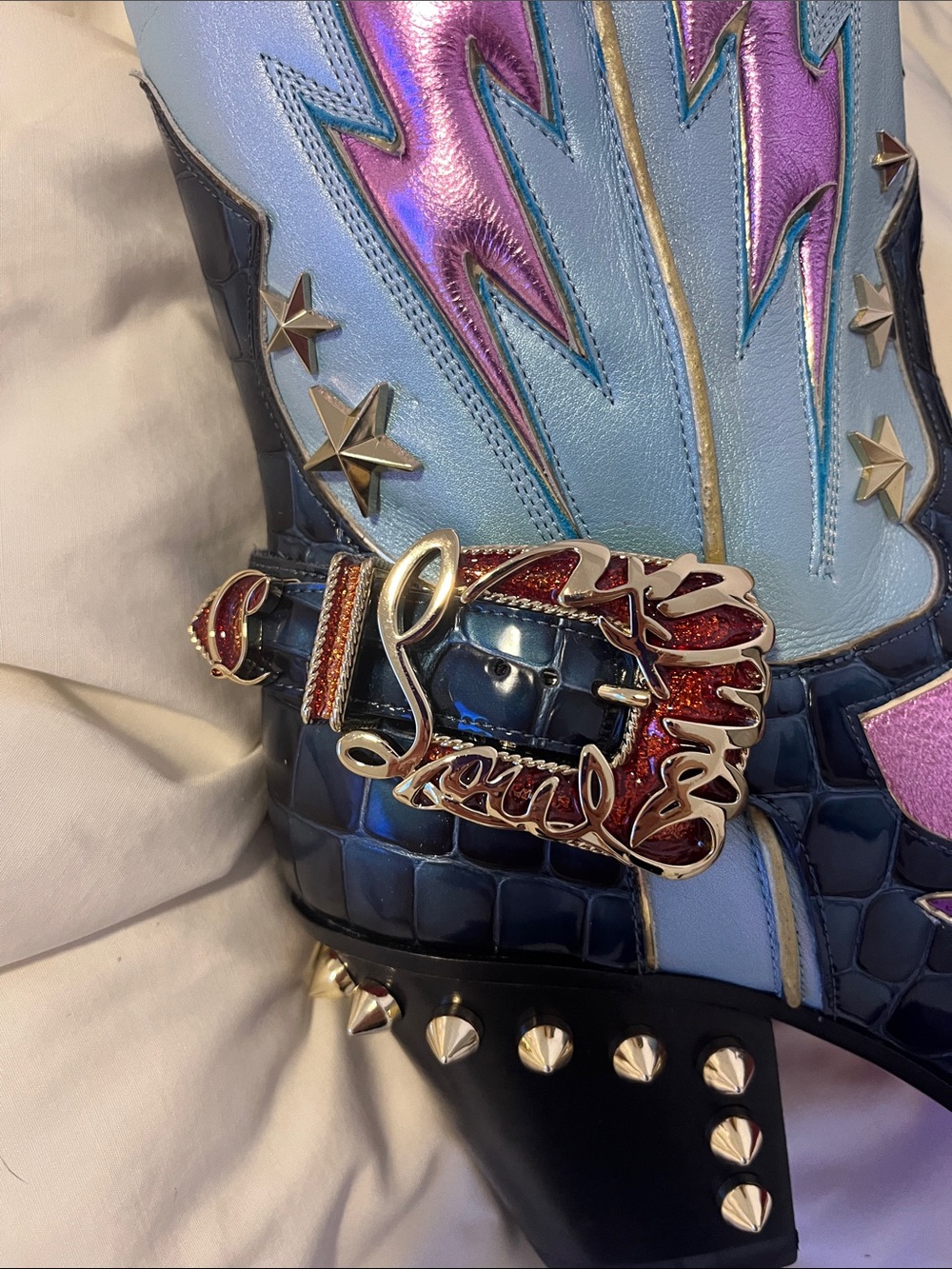 CHRISTIAN LOUBOUTIN KENNYWOOD ALTA WESTERN COWBOY BOOTS WOMEN SZ 7 NEW MEN SZ 36 - Picture 13 of 17